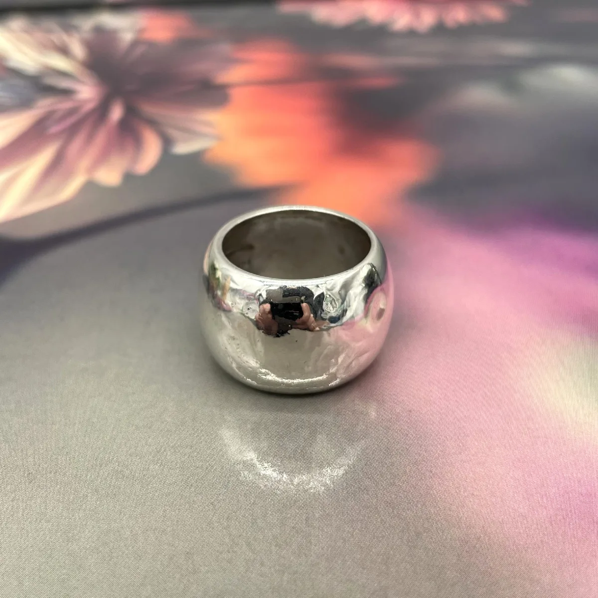 Bague Ancienne En Argent Massif 925 - Jonc Large, Style Agatha, Anneau Créateur