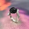 bague argent rose noir céramique et zirconium argent 925 millième (22 ct) 5,08g