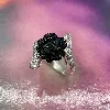 bague argent rose noir céramique et zirconium argent 925 millième (22 ct) 5,08g