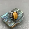 bague chevalier avec pierre oeil de tigre en acier t10