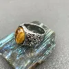 bague chevalier avec pierre oeil de tigre en acier t10