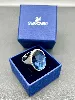 bague cocktail swarovski argenté ornée d'une bleue t60