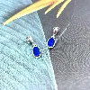 boucle d'oreille argent pierre bleu ovale  argent 925 millième (22 ct) 2,08g