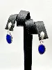 boucle d'oreille argent pierre bleu ovale  argent 925 millième (22 ct) 2,08g