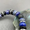 bracelet élastiqué en pierre lapis lazuli,onyx,onyx mat et acier d10mm