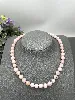 collier boules en pierre cheval rose d8mm et métal argenté l46