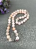 collier boules en pierre cheval rose d8mm et métal argenté l46