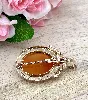 pendentif/broche camée orange en or rose surmonté d'une petite demie perle or 750 millième (18 ct) 16,36g
