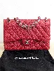 sac à bandoulière chanel timeless jumbo en cuir grainé rouge et la bijouterie argenté