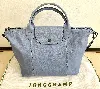 sac à bandoulière longchamp le pliage xtra en cuir couleur bleu ciel