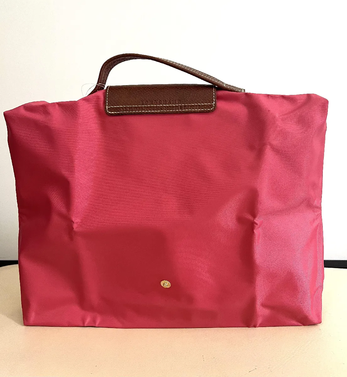 Sac à main Porte document Longchamp pliage en toile couleur rose