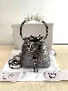 sac jimmy choo micro bon bon en cuir nappa métallisé argenté et poignée bracelet en métal