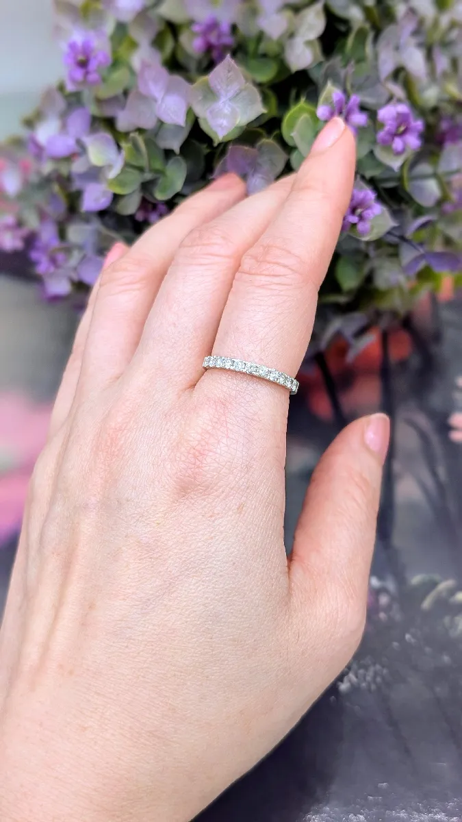 Bague Tour Américain En Or Blanc Avec 26 Diamants ~1,30 Ct - Occasion, Poinçon Tête D'aigle
