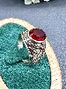 bague homme chevaliere avec pierre rouge  argent 925 millième (22 ct) 5,64gr