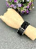 bracelet swarovski bangle large jonc avec strass et cuir noirs