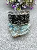 bracelet swarovski bangle large jonc avec strass et cuir noirs