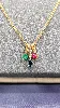 collier en or orné de 3 pendentifs sertis de saphir, rubis, émeraude et 2 diamants or 750 millième (18 ct) 5,35g