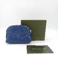porte monnaie longchamp le foulonné en cuir bleu