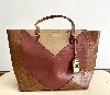 sac cabas lauren ralph lauren en cuir camel et bordeaux fermeture zippée