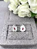 132035 boucle d'oreille nacre en forme goutte d'eau avec oxyde rouge et strass argent 925 3,85g t1,4 x 1,8 cm argent 925 millième 