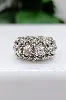 bague bombée en or blanc 18k & platine sertie de diamants taille ancienne d'environ 1ct au total or 750 millième (18 ct) 15g