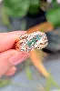 bague en 2 ors centrée de 3 émeraudes or 750 millième (18 ct) 4,30g