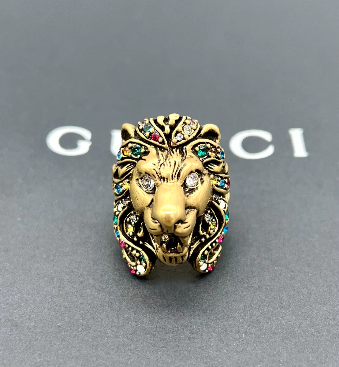 Doré Bague Tete De Lion Gucci Bague Gucci En Métal Or Vieilli