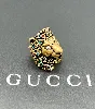 bague gucci en métal or vieilli motif tête de lion sertie des oxydes multicolores t49