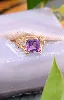 bague or sertie d'une améthyste taille carrée or 750 millième (18 ct) 3,33g