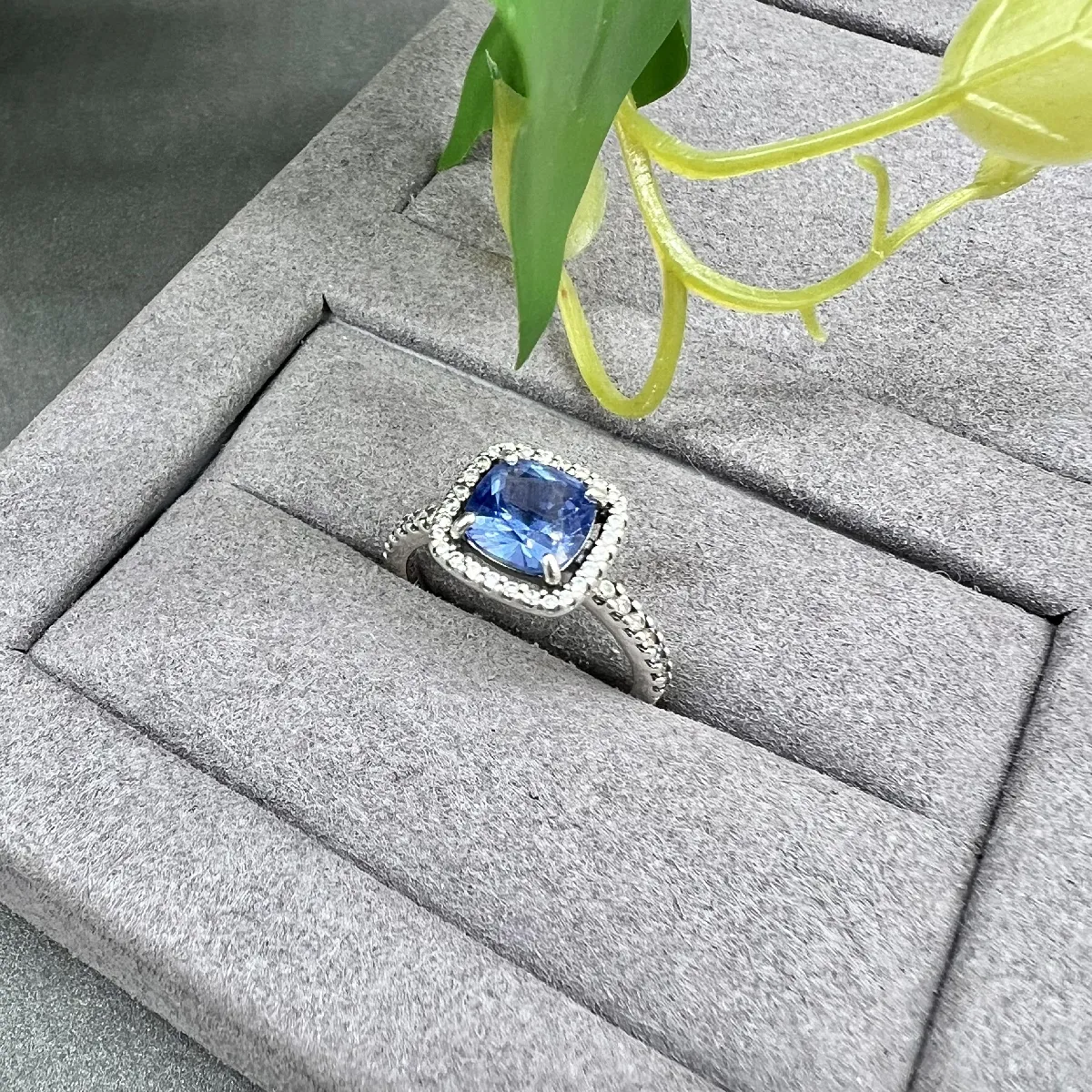 Bague Pandora Argent Halo Bleu Carré Scintillant Argent 925