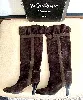 bottes à talons 8,5 cm cavalières yves saint laurent en cuir suédé marron