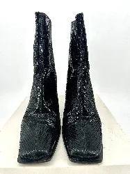 bottes carel en cuir noir bout carré