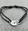 bracelet dinh van menottes r12 en argent et cordon noir ajustable argent 925 millième (22 ct) 5,04g
