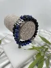 bracpi bracelet élastiqué double tour en pierre lapis lazuli,onyx et acier d8 mm