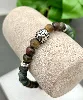 bracpi bracelet élastiqué en pierre jasper kambaba,oeil de tigre, oeil de taureau, oeil de faucon et acier d8 mm