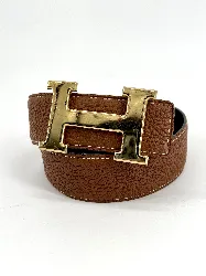 ceinture hermes h - cuir marron
