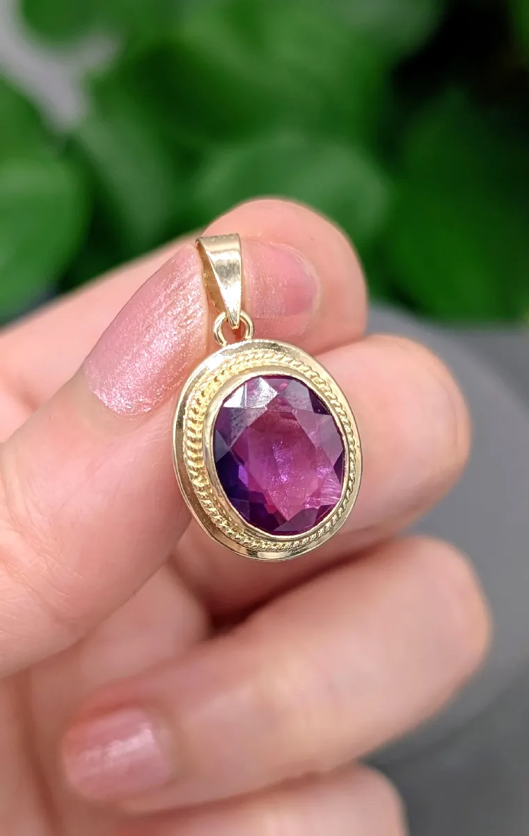 Pendentif Améthyste Facetté Or 18 Carats (750) - Poids 6,62 G, Occasion