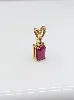 pendentif or serti d'un rubis taille émeraude surmonté de 3 petits diamants or 750 millième (18 ct) 0,90g