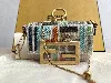 petit sac/pochette baguette fendi multicolore en lin avec une bandoulière chaînette en metal doré