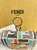 petit sac/pochette baguette fendi multicolore en lin avec une bandoulière chaînette en metal doré