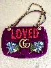sac à bandoulière chaîne gucci gg marmont flap édition love en velours violet