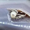 bague argent ornée d'une perle et d'oxydes argent 925 millième (22 ct) 2,23g