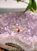 bague en 2 ors centrée d'un rubis rond or 750 millième (18 ct) 1,28g