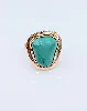 bague en or rose ornée d'une turquoise forme poire or 585 millième (14 ct) 5,42g