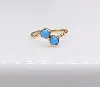 bague toi et moi en or sertie de 2 petits turquoises or 750 millième (18 ct) 1,34g