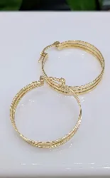 boucles d'oreilles grandes créoles 3 rangs or 750 millième (18 ct) 13,58g