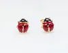 boucles d'oreilles puces coccinelles émail or 750 millième (18 ct) 0,73g