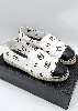 chaussures espadrilles chanel en cuir d'agneau blanc et noir avec logo cc noir pointure 36c