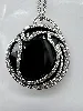collier / sautoir swarovski avec cristal noir rond orné des oxydes