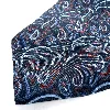 cravate jean patou 100% soie à motif cachemire (paisley)-noir avec détails rouges, bleus et blancs